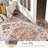 Washable Area Rug,  Vintage Indoor Distressed Carpet, Retro Floor Cover Foldable, Floral Print Mat for Living Room, Bedroom, Dining Room, Tawny Brown-1062178706