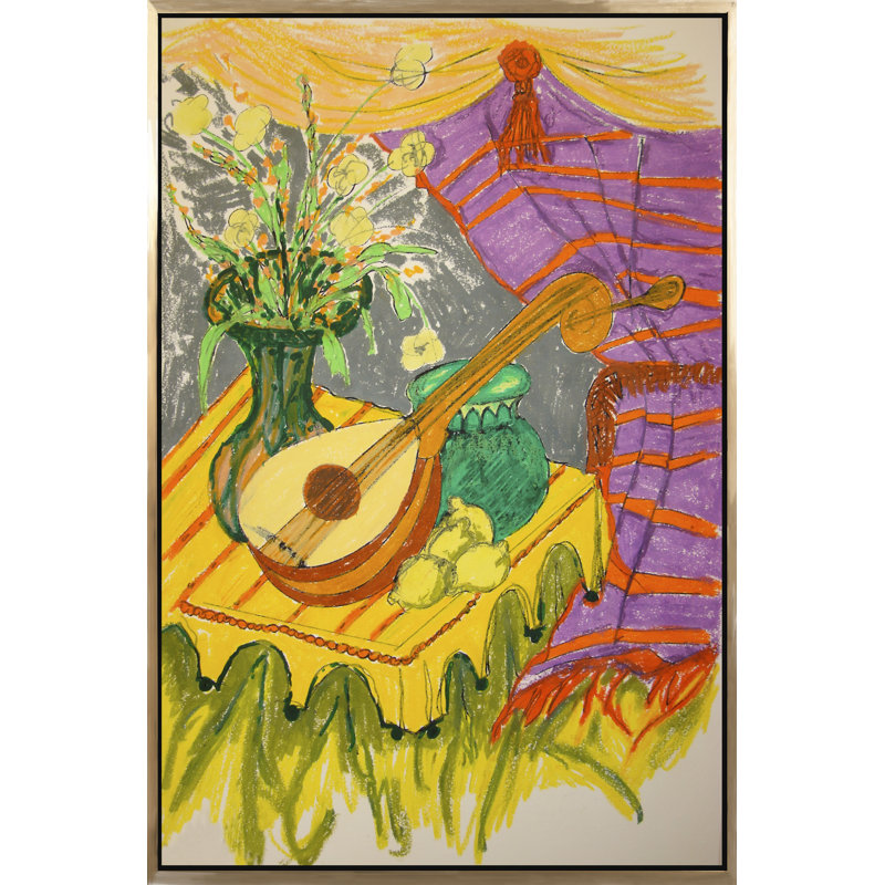 Mandoline nature morte - peinture sur toile à cadre flottant