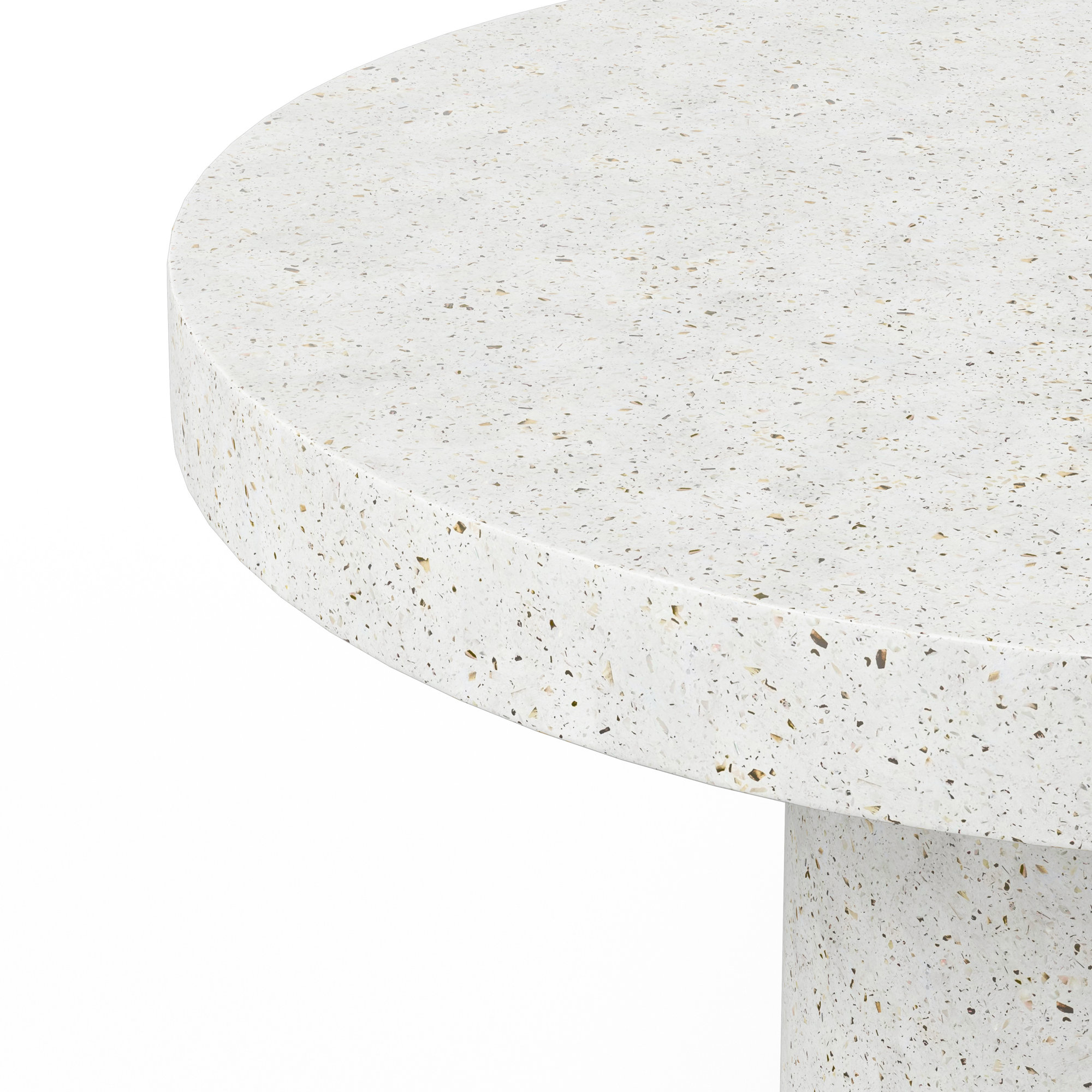 Kareen Concrete Pedestal Dining Table, Ivory Terrazzo, Counter Table (36.25" Height), 47.25" Round