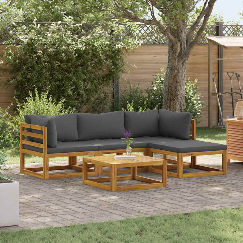 Ensemble de salon de jardin en bois naturel 5 pièces