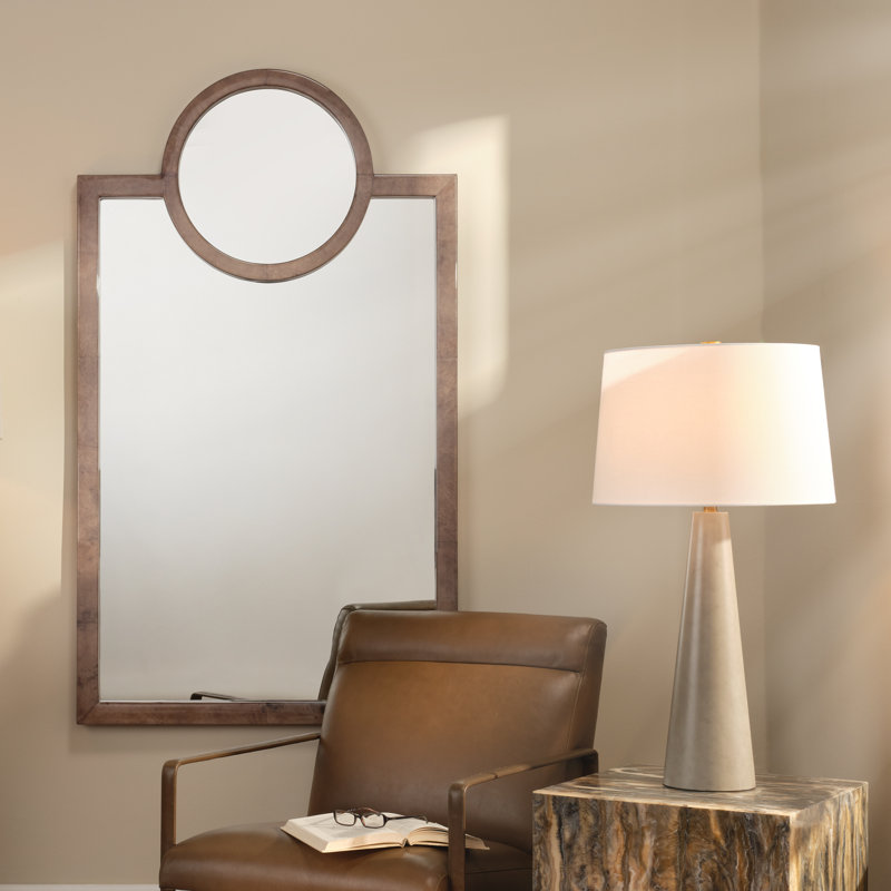 Keystone Rectangle Leather Framed Wall Mirror, Grey