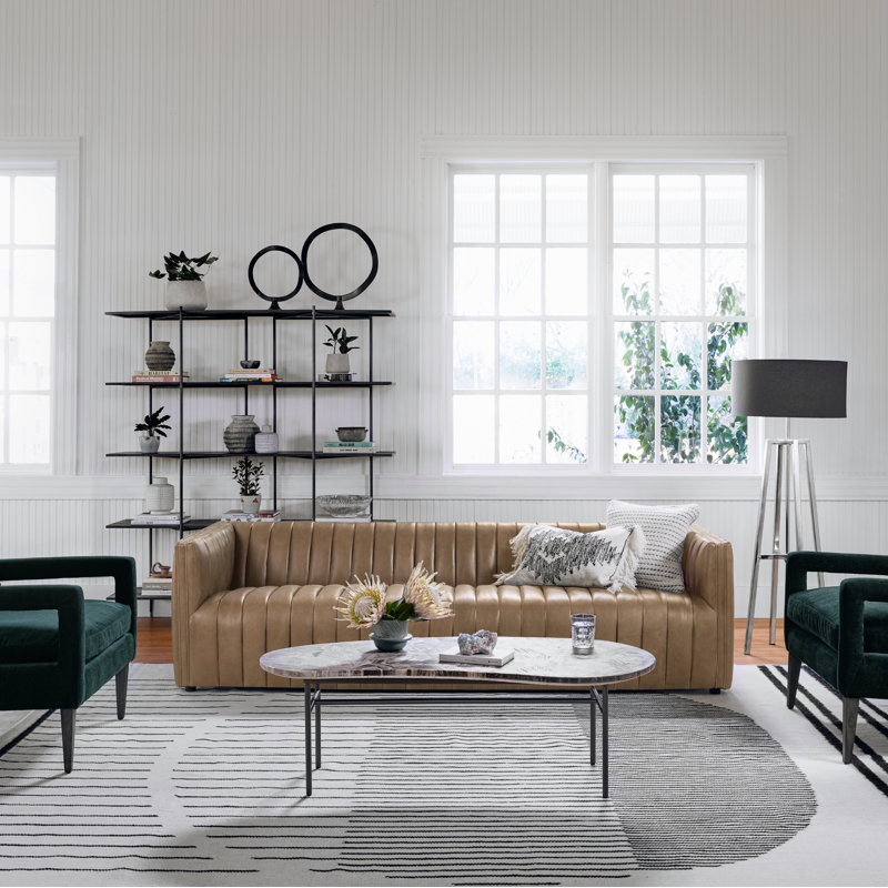 Augustine 97" Sofa, 26.5" H x 97" W x 35" D, Palermo Drift Genuine Leather
