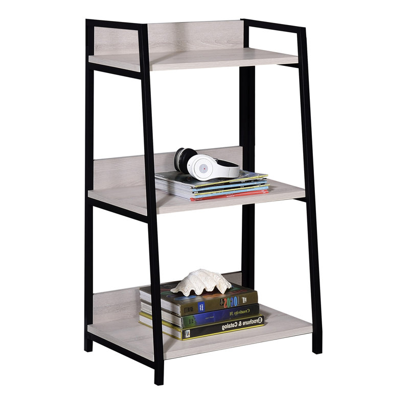 Bibliothèque en métal avec fonction décorative 3 tablettes naturelles et noires pour la décoration