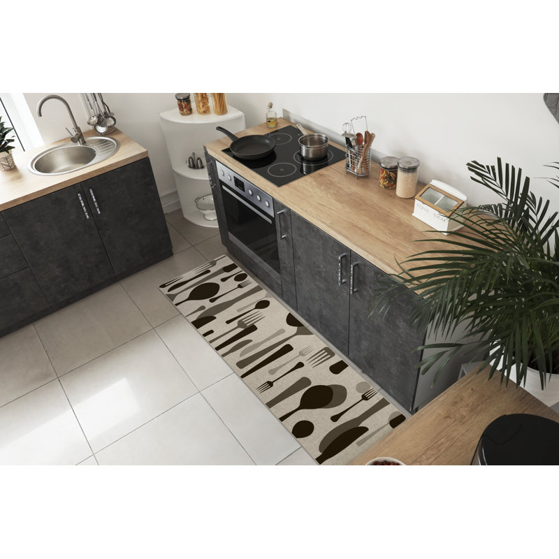 Tapis de cuisine à fourchettes et fourchettes poly Begonia, Rectangle 1 pi 6 po x 2 pi 6 po