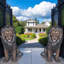 Paire de statues lion en bronze grandeur nature, majestueuse sculpture idéale pour la maison et le jardin, L 55 po x l 28 po x H 60 po