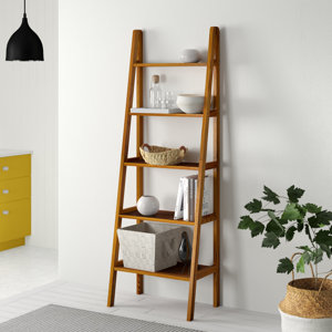 Saruhan 72" H x 24.75" W Solid Wood Ladder Bookcase