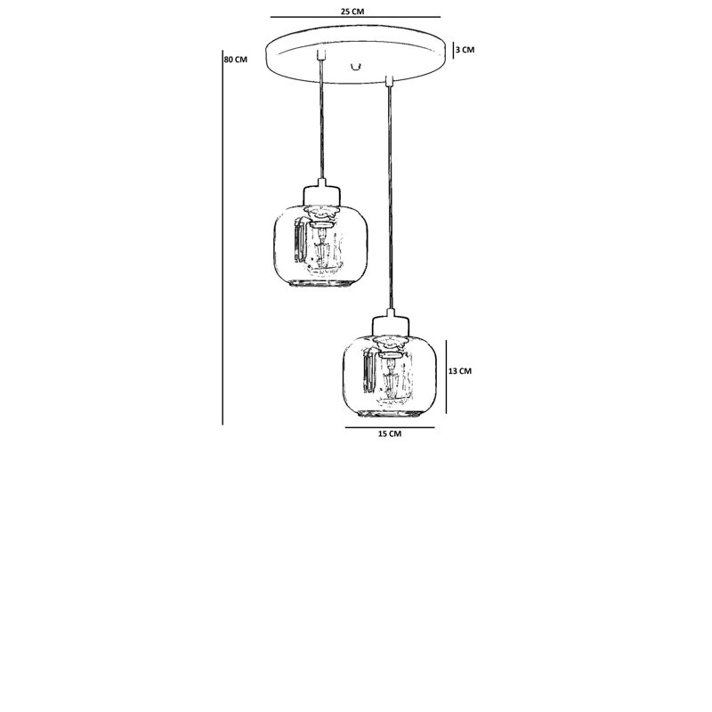Lustre élégant miel et or, hauteur réglable, structure en métal, 5,9 po x 12,6 po | Plaque de base de 9,8 po x 1,2 po | 2 x douilles E27 de 40 W maximum (ampoule non incluse) | pour le salon et la salle à manger, design élégant