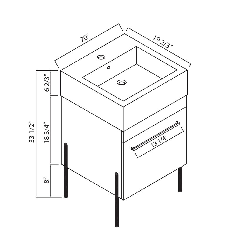 Ensemble de meuble-lavabo simple 20 po Taft Avenue, Marbre noir, Laiton satiné