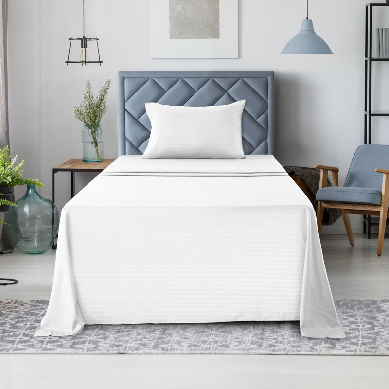 Lux Decor Collection Brushed Microfiber Sheet Set with Fitted Flat Sheets & Pillowcase, White