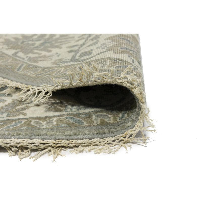 Taupe Floral Handmade Osh Chobi Peshawar Oriental Rug, Round 7'10"