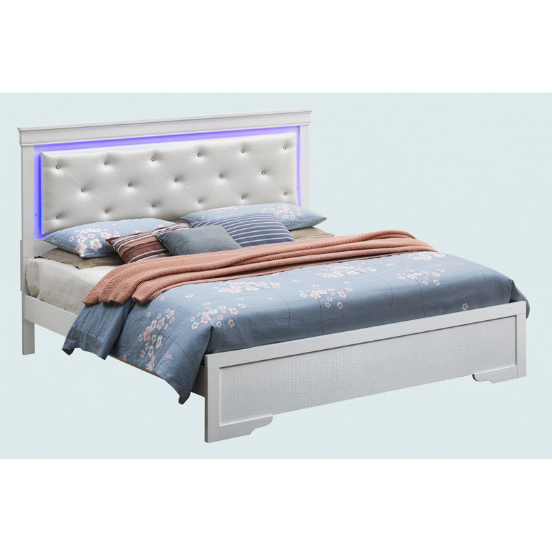 Elegant Silver Champagne Queen Bed