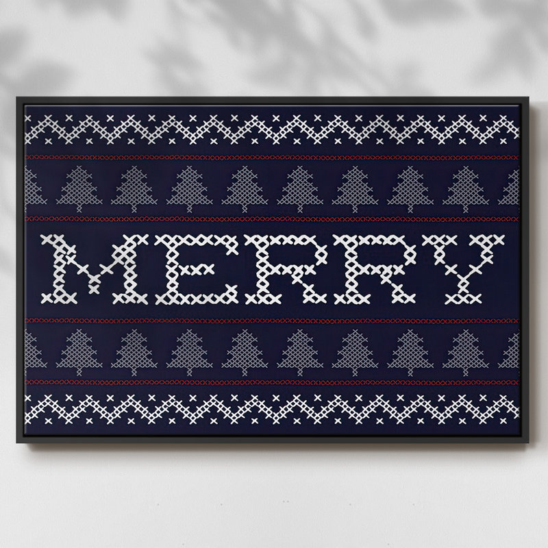 Merry, toile tendue sur toile tendue avec chandail, Noir, H 17 po x l 25 po x P 1,5 po