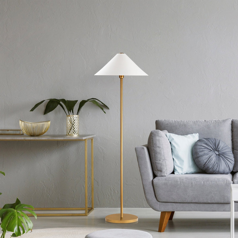 Modern Floor Lamp with Metal Body, Gold Finish, 18.1 x 18.1 x 59.1 Inches | E27 Socket, Max 40W | Base Plate 12.2 x 12.2 x 0.8 Inches | 6.6 ft Cable | Elegant Lighting for Home, Hotel, & Scandinavian Decor
