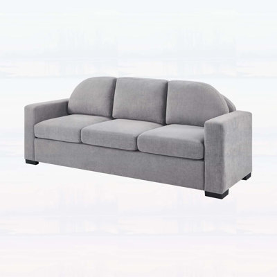 Modern 3-seater Sofa with Curved Backrest and Deep Seating, Perfect for Living Rooms and Small Spaces, Grey