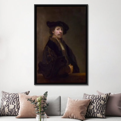 'Self Portrait at the Age of 34 1640' by Rembrandt Van Rijn Painting Print on Canvas