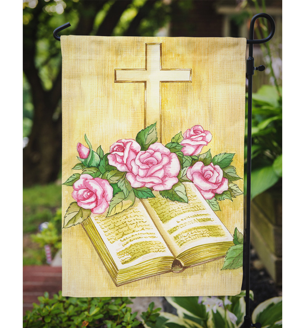 Easter Cross and Bible with Roses 2-Sided Garden Flag Caroline's Treasures 