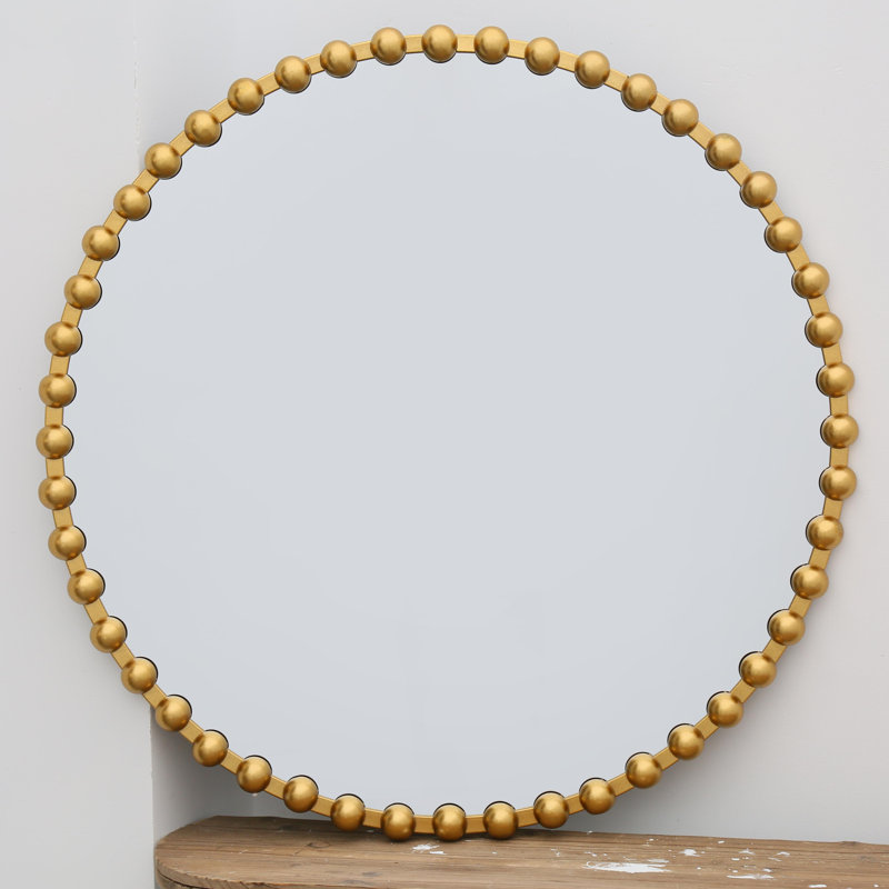 Round Iron Wall Mirror – 27inches Or 36 inches, 3 Colors, Ready To Hang, 36" x 36", Gold