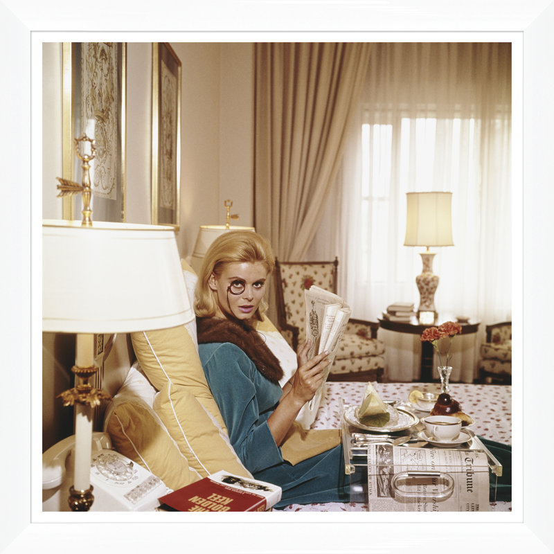 Monocled Miss Print by Slim Aarons, White Single Picture Framed, 36" H x 36" W x 1.5" D