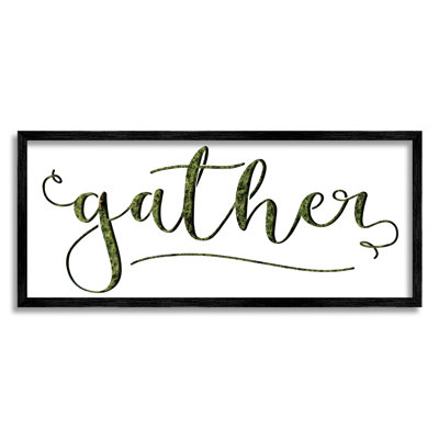 " Gather Sentiment Green Grass Pattern Script Typography " by Daphne Polselli