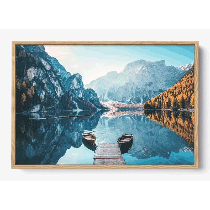 "Lago di Braies", 18x14, Non, Bois naturel