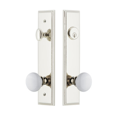 Carré Tall Plate Complete Entry Set with Single Cylinder Deadbolot and Hyde Park Knob