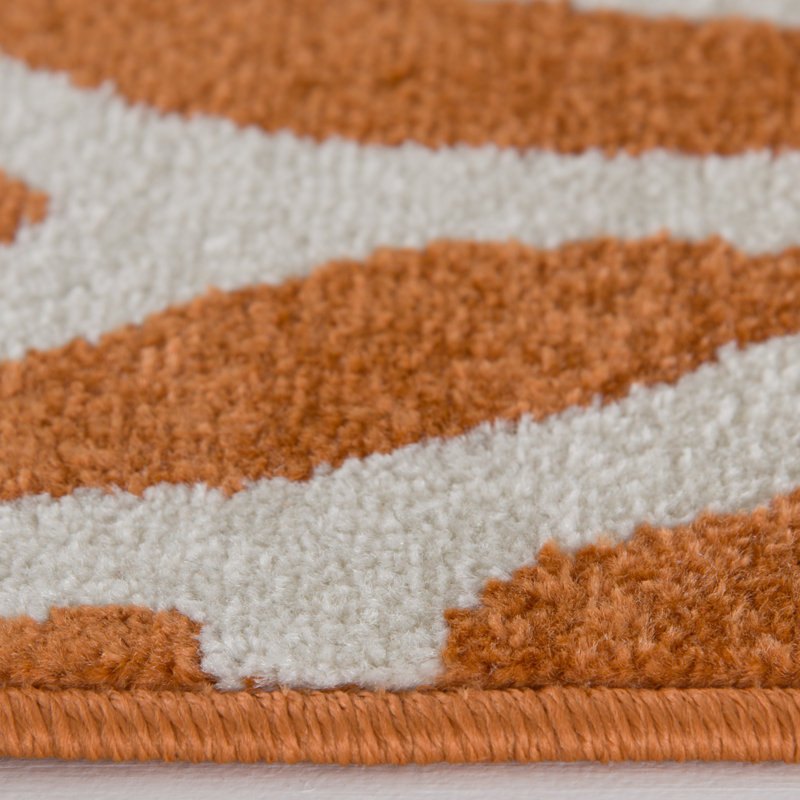Tapis orange / blanc Del Mar, Rectangle 7 pi 10 po x 9 pi 10 po