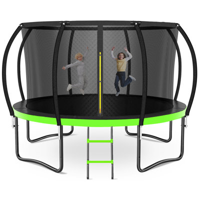 12 FT Outdoor Recreational Trampoline with Safety Enclosure Net and Ladder – Heavy-Duty Frame for Kids and Adults