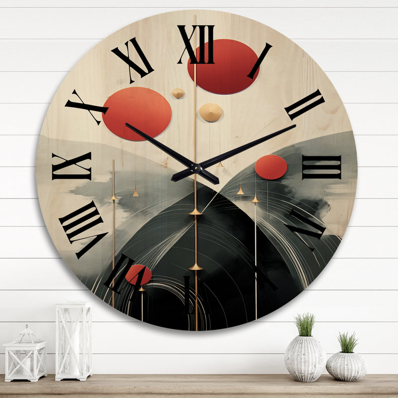 Horloge murale en bois massif Alzubair, Très grand