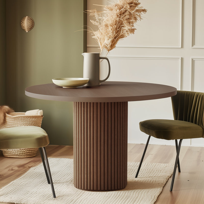 Astraea Round Wood Dining Table, 29.6"H x 40"L x 40"W, Walnut