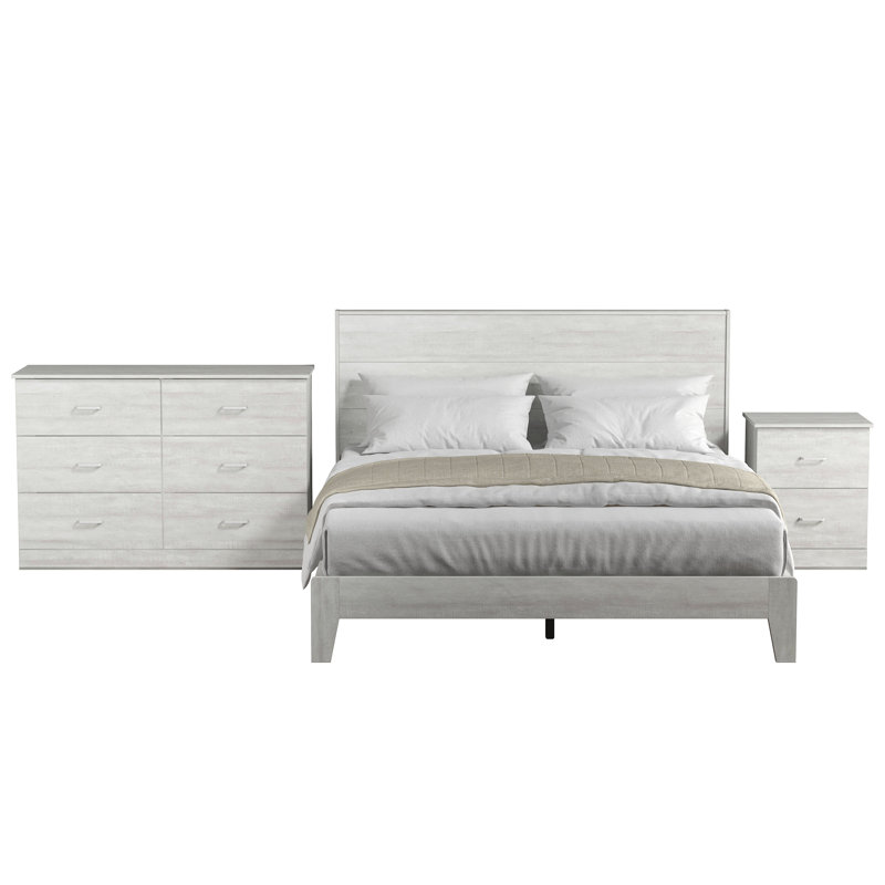 Allyannah 3 Pieces Bedroom Set, Queen, Dusty Gray Oak