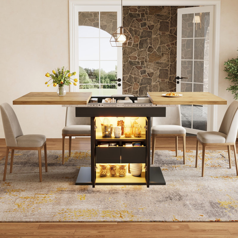 Metal Base Dining Table, Black