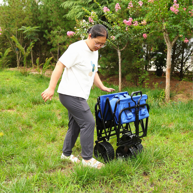Chariot de plage pliant Wagon Garden (bleu), H 3,51 po x l 3,18 po x P 1,64 po, Bleu / Noir