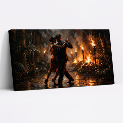 Dancing Flames Canvas Wall Art Oil Painting Print Set Of 1