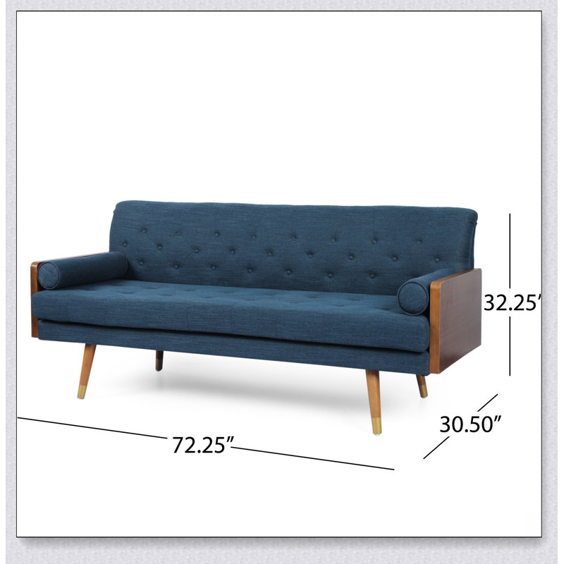 Canapé-lit moderne du milieu du siècle avec capitonnage à boutons et assise matelassée gaufrée, idéal pour le confort et le style dans n'importe quel appartement