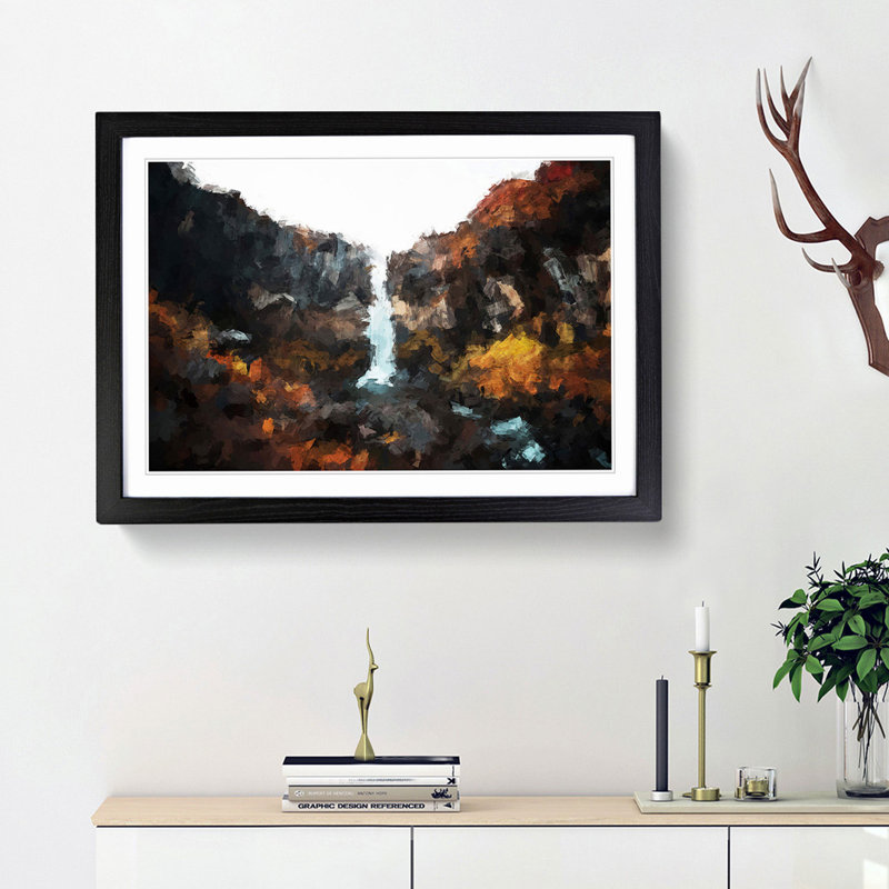 Svartifoss Waterfall in Iceland in Abstract - Framed Print, 62cm H x 87cm W x 2cm D, Black Framed