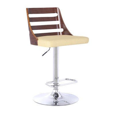 43" Faux Leather And Iron Adjustable Height Bar Chair