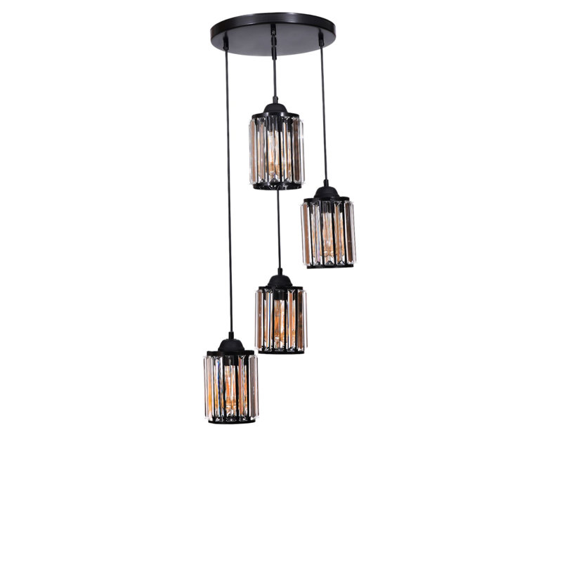 Élégant lustre noir réglable, structure en métal, 5,1 po x 6,7 po | Hauteur totale: 31,5 pouces | 4 x douilles E27 de 40 W maximum, ampoule non incluse | Luminaire élégant pour le salon, la salle à manger et les entrées