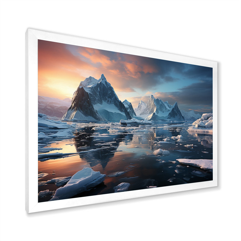 Iceberg sarcelle, rêves arctiques I, Cadre simple blanc, H 30 po x l 40 po x P 1,5 po