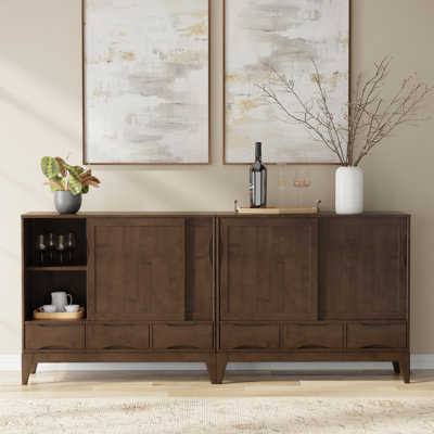 Harper SOLID HARDWOOD 48W Tall Storage Cabinet With Doors And 3 Drawers Set Of 2