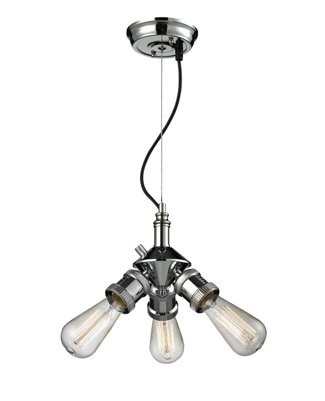 3 - Light Sputnik Sphere Chandelier, Polished Nickel