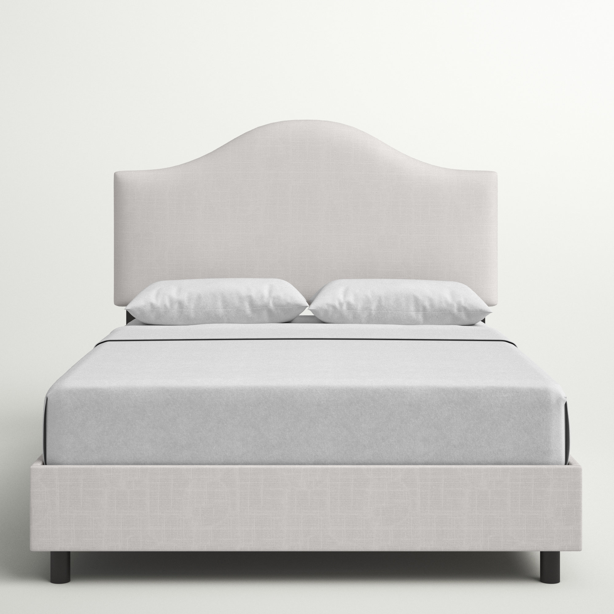 Morris Upholstered Standard Bed, Full, White Performance Twill