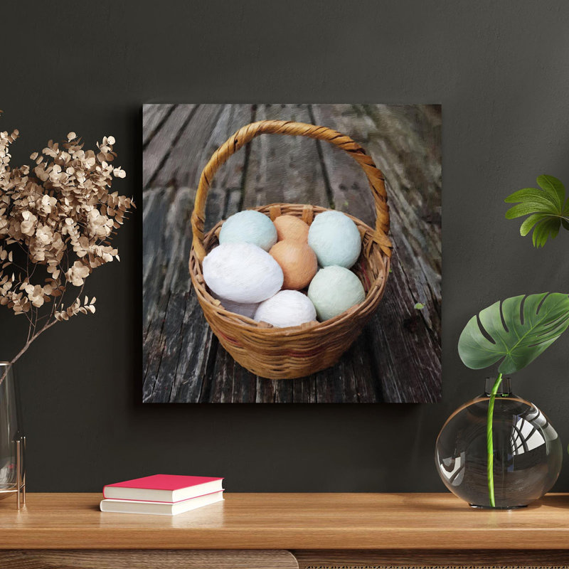 Basket Of Eggs - 1 pièce, impression carrée sur toile tendue, H 16 po x l 16 po x P 2 po