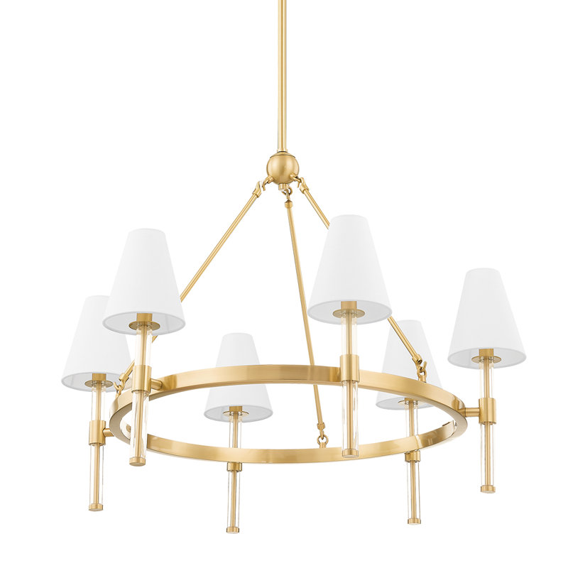 Janelle 6 Light Chandelier, Aged Brass