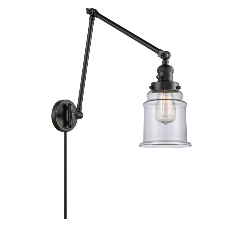 Galaviz Swing Arm Sconce, Clear, Matte Black, Bulb Not Included