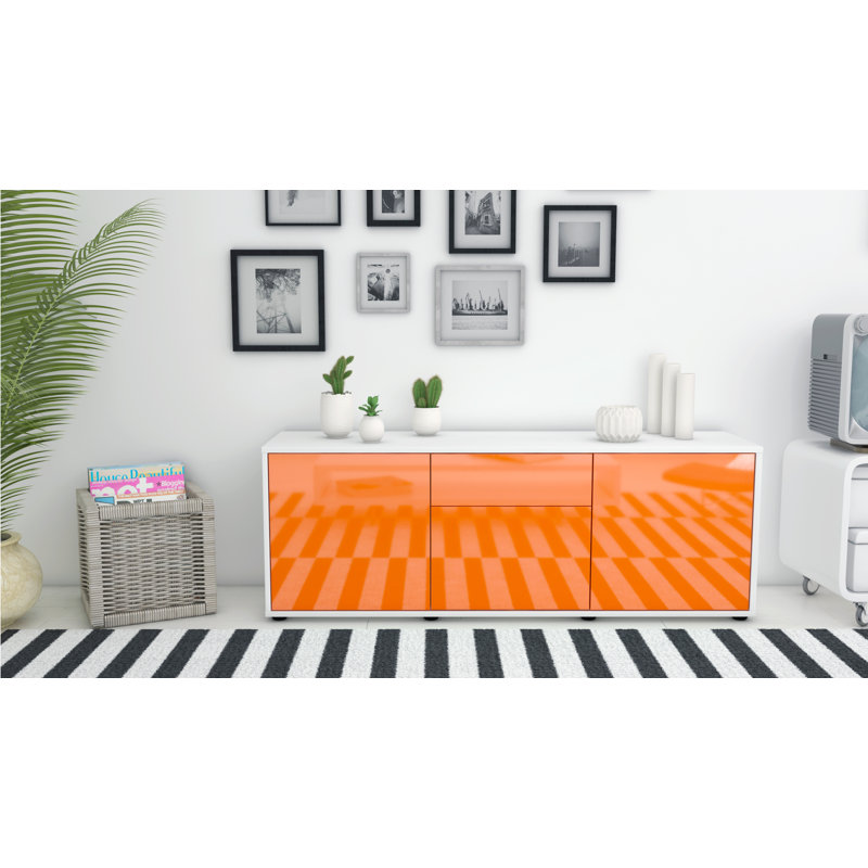 Wymore TV Stand, High-gloss Orange / Matte White