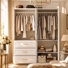 Armoire penderie avec porte vitrée, rangement pour garde-robe modulaire à 3 tiroirs et tringle