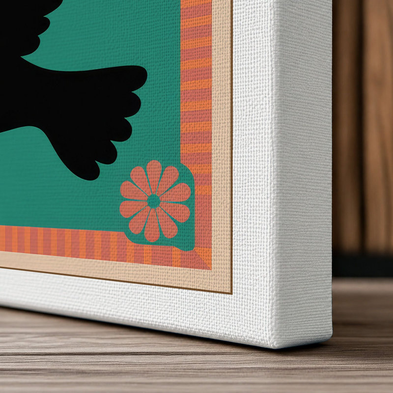 Doves in Flight Japandi 1 Piece Wrapped Canvas Wall Art, 24x16 - 61.0 x 40.6 cm, White Border