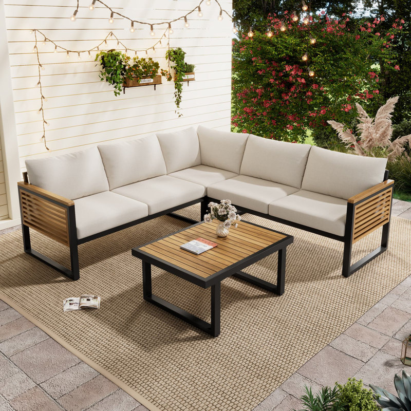 Ensemble de coin extérieur pour canapé d'extérieur 4 pièces