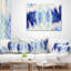 Collage bleu avec des taches - coussin imprimé abstrait