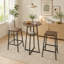 Ensemble de table de bar ronde 3 pièces avec 2 tabourets de bar sans dossier, table bistro avec tablette de rangement centrale, structure en bois de style industriel